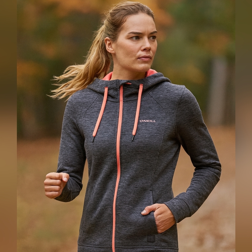 O'Neil Women's Gray and Pink Hooded Jacket